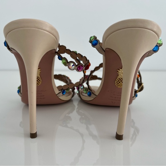 AQUAZZURA RAINBOW TEQUILA CRYSTAL SANDALS SIZE IT 37.5 / US 37.5 - Picture 15 of 17